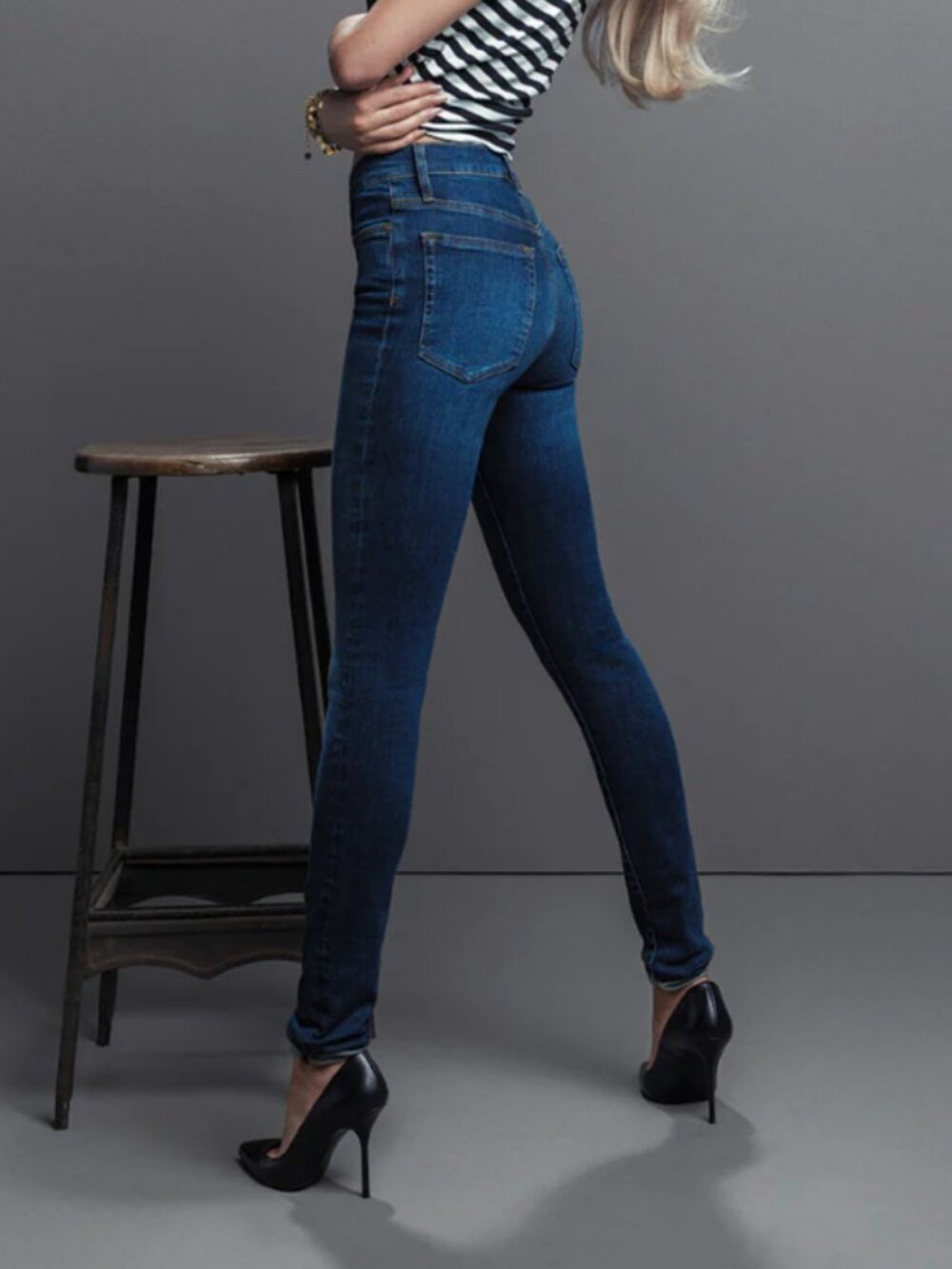 FRAME The Alix Skinny Jeans High-Rise Waist Super Stretch Dark Wash Ankle 25